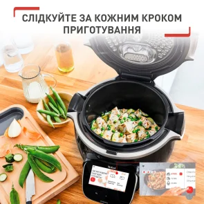 Мультиварка-скороварка Tefal Cook4me Touch, 1600Вт, чаша-6л, сенсорное управл., 13 программ, металл/пластик, черный №10