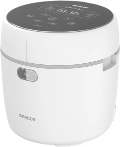 Рисоварка Sencor 350Вт, чаша-0.6л, сенсорне керування, 8 програм, нерж. сталь, пластик, білий №9