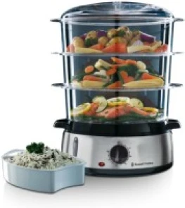 Пароварка Russell Hobbs Cook&Home 800Вт, чаша-3/3/3л, резервуар для води -1л, механічне керування, 3 яруси, метал/пластик, чорний №2