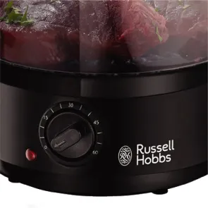 Пароварка Russell Hobbs Kitchen Collection 400Вт, чаша-2.3/3.3л, резервуар для воды -0.5л, механическое управление, 3 яруса, пластик, черный №5