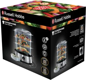 Пароварка Russell Hobbs Cook&Home 800Вт, чаша-3/3/3л, резервуар для води -1л, механічне керування, 3 яруси, метал/пластик, чорний №9