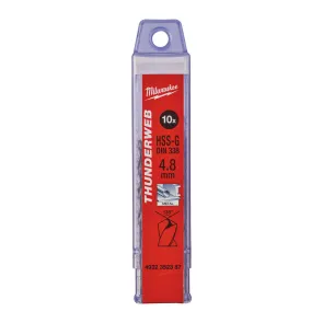 Сверло по металлу THUNDERWEB HSS-G MILWAUKEE DIN338, диаметр 4.8 x 86 мм, (10шт) №1