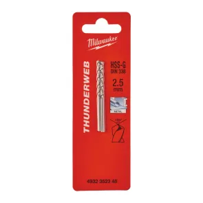 Сверло по металлу THUNDERWEB HSS-G MILWAUKEE DIN338, диаметр 2.5 x 57 мм, (2шт) №1