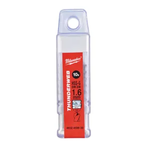 Свердло по металу THUNDERWEB HSS-G MILWAUKEE DIN338, O1,6х43мм, (10шт), пластикова коробка №1