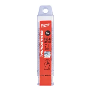 Свердло по металу THUNDERWEB HSS-G MILWAUKEE DIN338, O7,1х109мм (5шт), пластикова коробка №1