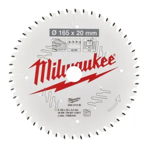 Диск пильный PFTE MILWAUKEE, диам.165х20х2,2мм, 48 зуб. №2