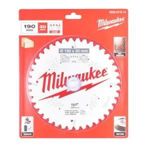 Диск пиляльний PFTE MILWAUKEE, діаметр 190х30х2,4мм, 40 зуб. №6