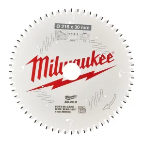 Диск пиляльний PFTE MILWAUKEE, O216/30мм, 48 зуб. №6