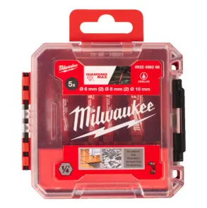 Набор алмазных коронок Diamond Plus MILWAUKEE (1/4 Hex) (диаметр 6, 6, 8 , 8, 10мм) №8