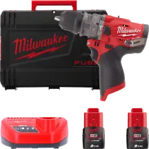 Дрель-шуруповерт с ударом аккумуляторная MILWAUKEE, M12 FPDX-202X, 37Нм, (+ заряд.устройство, 2 акум., HD кейс)