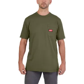Футболка MILWAUKEE WTSSGN-XXL, з карманом та коротким рукавом, зелена, (розмір XXL) №2