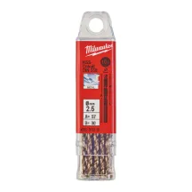 Сверло по металлу HSS-Co MILWAUKEE DIN338, диаметр 2.5мм, (10шт), пластиковая коробка
