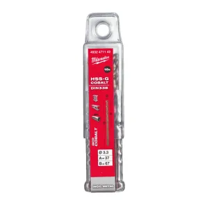 Сверло по металлу HSS-Co MILWAUKEE, DIN338, диаметр 3.3х67х37мм, (10шт) №1