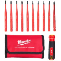 Набір прецезійних викруток VDE MILWAUKEE 10-в-1 (ручка VDE + 10 біт VDE, текстильний чохол)