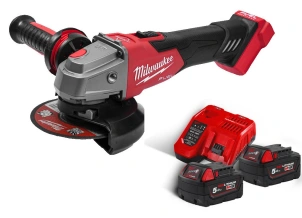 Шлифмашина угловая аккумуляторная MILWAUKEE, M18 FSAG125XB-502X, диаметр 125мм (+2 аккумулятора, зарядное устройство, защитный кожух, №16