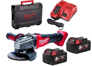 Шлифмашина угловая аккумуляторная MILWAUKEE, M18 FSAG125XB-502X, диаметр 125мм (+2 аккумулятора, зарядное устройство, защитный кожух, №32