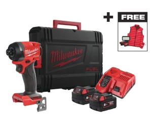 Гвинтокрут акумуляторний 1/4" HEX MILWAUKEE, M18 FID3MC-502X, 226Нм, (+ЗП, 2акум.Х 5Аг, HD кейс)+M18 ALIS-0+жилетка №1