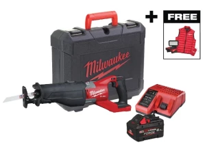 Пила шабельна акумуляторна MILWAUKEE, M18 FSX-801C (+зар.пр., 1 акум.Х 8Аг, кейс)+M18 ALIS-0+жилетка №2