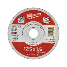 Диск отрезной по металлу MILWAUKEE, SCS 41/125х1,5, 125 мм