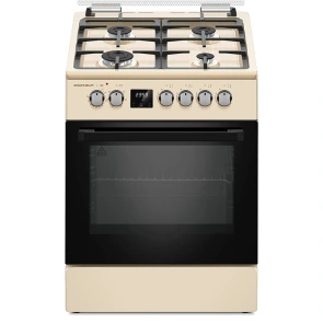 Плита газоэлектр. FD661234BE 60см. бежевая, дисплей, чугунная решетка (GRUNHELM) №1
