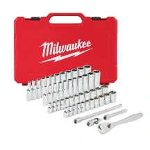Набор метрических и дюймовых головок 1/4" MILWAUKEE с храповиком, (50шт), пластиковый кейс.
