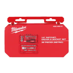 Набор ударных бит, головок с трещоткой 1/4" - 38 ед. MILWAUKEE 2024, пластиковый кейс №6