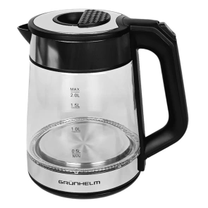 Електрочайник Скло - EKG-2320, 2,0л, 1500Вт, чорний, диск (GRUNHELM) №1