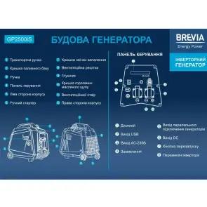 Генератор инверторный бензиновый Brevia 2.5 кВт GP2500iS №5