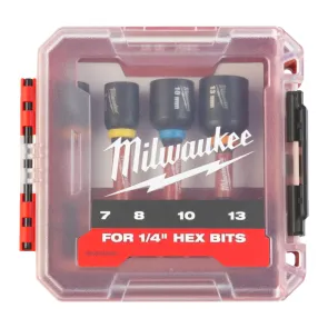 Набор магнитных головок для ударных работ Shockwave (7 – 8 – 10 – 13мм) (4 шт) Milwaukee, пластиковый кейс №3