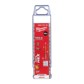 Сверло по металлу RedHEX SHOCKWAVE HSS-TiN MILWAUKEE, диаметр 5,0х80х31мм (10шт), пластиковая коробка №3