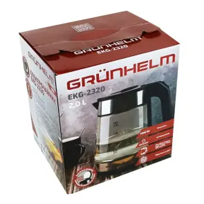 Електрочайник Скло - EKG-2320, 2,0л, 1500Вт, чорний, диск (GRUNHELM) №4