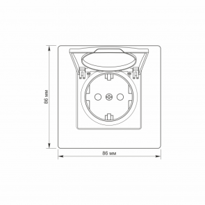 Розетка одинарная с заземлением и крышкой белая TITANUM STANDARD №4