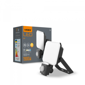 LED прожектор VIDEX F3 20W 5000K з датчиком руху 220V Black (VLE-F3-0205B-S) №1