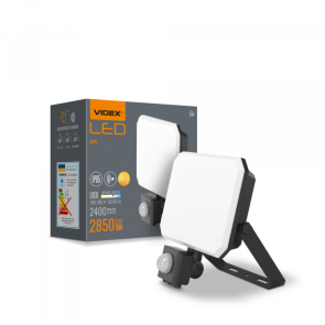 LED прожектор VIDEX F3 30W 5000K з датчиком руху 220V Black (VLE-F3-0305B-S) №1