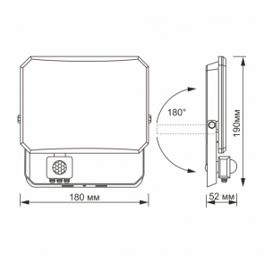 LED прожектор VIDEX F3 50W 5000K с датчиком движения 220V Black (VLE-F3-0505B-S) №6
