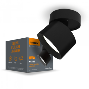 Світильник VIDEX під лампу GX53 поворотний Чорний VL-SPF18B-B №1