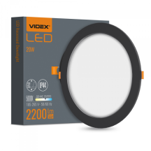 LED світильник Back вбудований круглий VIDEX 20Вт 5000K Black