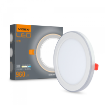 LED світильник вбудований з декоративною підсвіткою VIDEX DL4R 12Вт+4Вт 5000K+2700K 220V