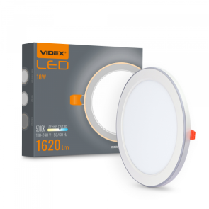 LED світильник вбудований з декоративною підсвіткою VIDEX DL4R 18Вт+6Вт 5000K+2700K 220V №1