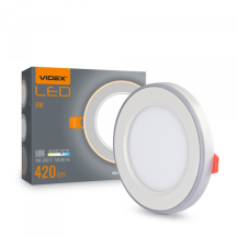 LED світильник вбудований з декоративною підсвіткою VIDEX DL4R 6Вт+3Вт 5000K+2700K 220V купити в Києві
