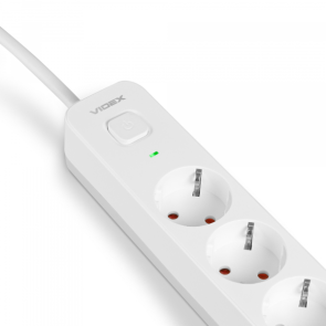 Сетевой удлинитель VIDEX ONCORD с/с 6п 3м (3x1.5мм) с кнопкой White №3