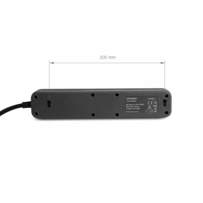 Мережевий подовжувач VIDEX ONCORD з/з 4п 3м (3x1.5мм) з кнопкою Black №6