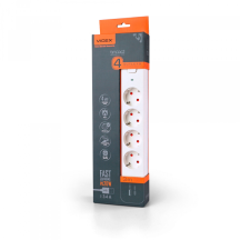 Сетевой удлинитель VIDEX ONCORD с/с 4п 3м (3x1.5мм) 3.4А USB(QC3.0) +USB-C(PD20W) с кнопкой White