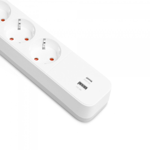 Мережевий подовжувач VIDEX ONCORD з/з 4п 3м (3x1.5мм) 3.4А USB(QC3.0) +USB-C(PD20W) з кнопкою White №4
