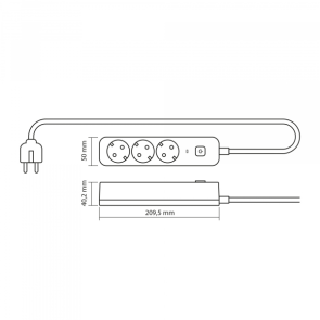 Сетевой удлинитель VIDEX ONCORD с/с 3п 3м (3x1.5мм) с кнопкой Black №11