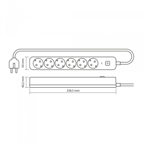 Сетевой удлинитель VIDEX ONCORD с/с 6п 3м (3x1.5мм) с кнопкой White №11