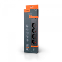 Сетевой удлинитель VIDEX ONCORD с/с 4п 3м (3x1.5мм) 3.4А USB(QC3.0) +USB-C(PD20W) с кнопкой Black