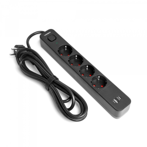 Сетевой удлинитель VIDEX ONCORD с/с 4п 3м (3x1.5мм) 3.4А USB(QC3.0) +USB-C(PD20W) с кнопкой Black №2