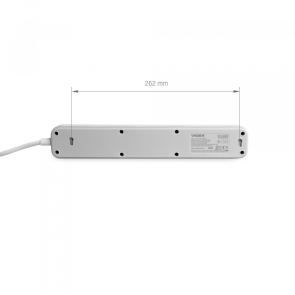 Мережевий подовжувач VIDEX ONCORD з/з 4п 3м (3x1.5мм) 3.4А USB(QC3.0) +USB-C(PD20W) з кнопкою White №7
