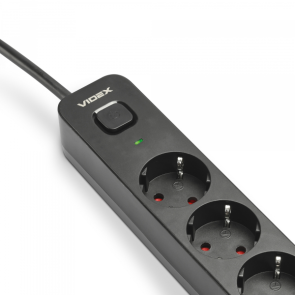 Сетевой удлинитель VIDEX ONCORD с/с 6п 3м (3x1.5мм) с кнопкой Black №3